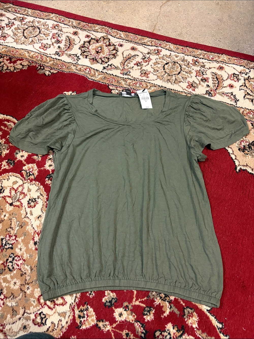 Olive flutter Sleeve Women’s Top - Unknown Brand
